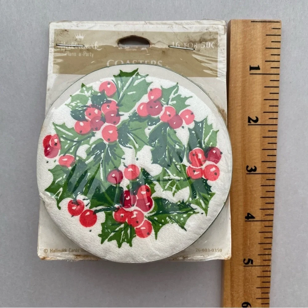 NOS Vintage Hallmark Holiday Christmas Paper Coasters NEW 2 Package Bundle